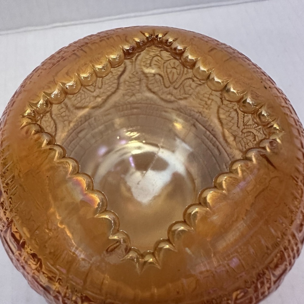 Vintage Fenton Marigold Carnival‎ Glass Persian Hair Receiver Rose Bowl Antique - Picture 6 of 8